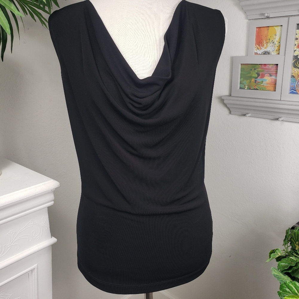 Akris Black Cowl Neck Sheer Pullover Basic Sleeve… - image 3